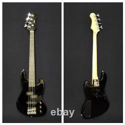 1/2 Size Haze 4-String Electric Bass Guitar, Black+Free Gig Bag, Strap SBG-387BK