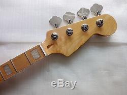 1 set Electric Bass Guitar Neck Replacement Maple Wood 24 Fret parts and tuners