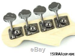 19 Fender Aerodyne Jazz Bass NECK+ TUNERS Guitar Parts Modern, Black Headstock