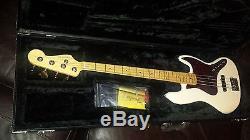 2015 Olympic White Fender American Jazz Bass Maple Neck Drop Tuner + Case Sweet