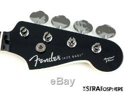 2020 Fender Aerodyne Jazz Bass NECK+ TUNERS Guitar Parts Modern, Black Headstock