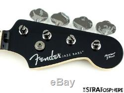 2020 Fender Aerodyne Jazz Bass NECK+ TUNERS Guitar Parts Modern, Black Headstock