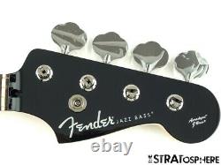 2021 Fender Aerodyne Jazz Bass NECK & TUNERS Guitar Modern Black Headstock