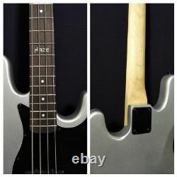 3/4 Haze 4-String Electric Jazz Bass Guitar, Dark Silver+Free Bag. HSJB 19580MSBH