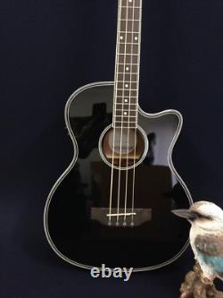 4/4 4-String Haze Black Acoustic Bass Guitar withEQ, Tuner+Free Bag FB-711BCEQ/BK