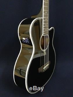 4/4 4-String Haze Black Acoustic Bass Guitar withEQ, Tuner+Free Gig Bag, Picks, Lead