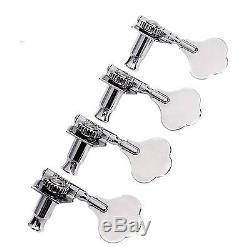 4 Chrome Bass Guitar Machine Heads Knobs Tuners Vintage Open BASS TUNERS for