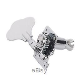 4 Chrome Bass Guitar Machine Heads Knobs Tuners Vintage Open BASS TUNERS for