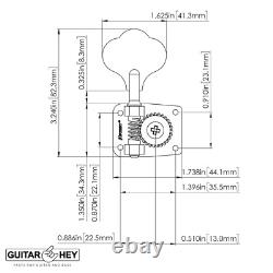 (4) Hipshot HB10 Bass Machine Heads Tuners for Fender Japan Mustang Bass, NICKEL