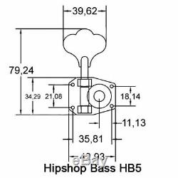 (4) Hipshot HB5 Black American Classic Tuners for Rickenbacker Bass Guitar