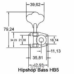 (4) Hipshot HB5 Gold American Classic Tuners for Rickenbacker Bass Guitar