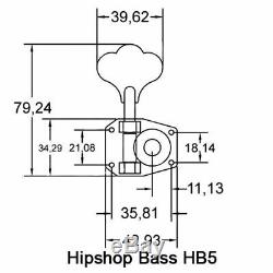 (4) Hipshot HB5 Gold American Classic Tuners for Rickenbacker Bass Guitar