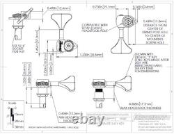 (4) Hipshot USA Black Ultralite 3/8 Y Key Bass Machine Heads/Tuners 20650B