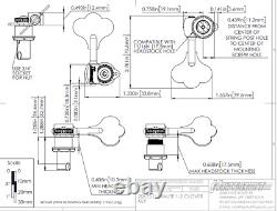 (4) Hipshot USA Chrome Ultralite 1/2 Clover Key Bass Machine Heads/Tuners 20675C