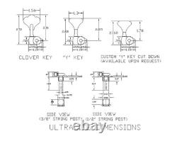 (4) Hipshot USA Chrome Ultralite 3/8 Y Key Bass Machine Heads/Tuners 20650C