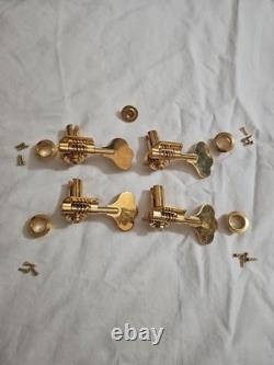 4 Schaller Gold Machine Head Tuners 4 String Bass Guitar with String Retainer
