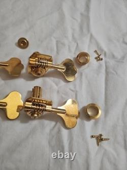 4 Schaller Gold Machine Head Tuners 4 String Bass Guitar with String Retainer