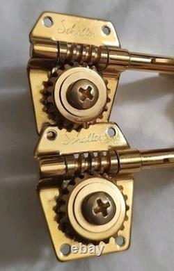 4 Schaller Gold Machine Head Tuners 4 String Bass Guitar with String Retainer