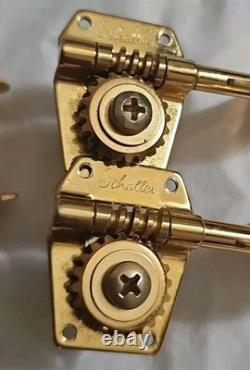 4 Schaller Gold Machine Head Tuners 4 String Bass Guitar with String Retainer