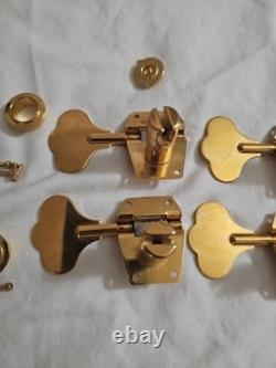 4 Schaller Gold Machine Head Tuners 4 String Bass Guitar with String Retainer