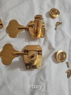 4 Schaller Gold Machine Head Tuners 4 String Bass Guitar with String Retainer