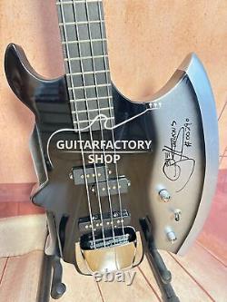 4-String Axe Shape Bass Black Electric Guitar 3S Pickup Solid Chrome Hardware