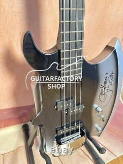 4-String Axe Shape Bass Black Electric Guitar 3S Pickup Solid Chrome Hardware