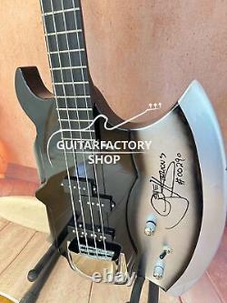 4-String Axe Shape Bass Black Electric Guitar 3S Pickup Solid Chrome Hardware