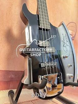 4-String Axe Shape Bass Black Electric Guitar 3S Pickup Solid Chrome Hardware