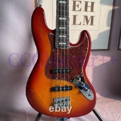 4 Strings Cherry Burst Solid Electric Bass Guitar Maple Neck Red Pickguard