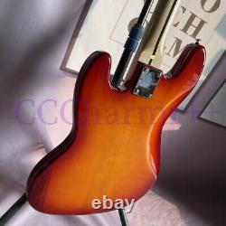 4 Strings Cherry Burst Solid Electric Bass Guitar Maple Neck Red Pickguard