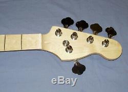 5 string Maple Fender style bass guitar neck with tuners