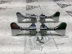 70's Schaller Bass Guitar Tuners Tuning Keys Pegs Heads Chrome 2x2