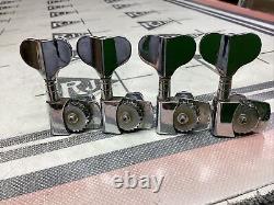 80's Schaller Bass Guitar Tuners Tuning Machines Keys Pegs Heads Chrome Dual Pin