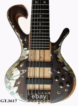 Antoniotsai -Planet inlay handmade-Mexico Bocote Elec 7 strings Guitar Bass 3617