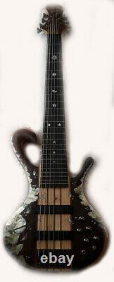 Antoniotsai -Planet inlay handmade-Mexico Bocote Elec 7 strings Guitar Bass 3617
