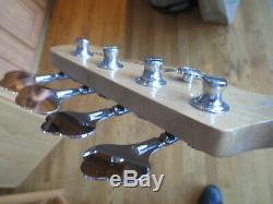 BASS GUITAR NECK WITH CLOVER LEAF TUNERS with FENDER JAZZ BASS DECAL LOGO