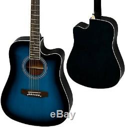 BBP 41in Full Size Acoustic Electric Cutaway Guitar Set with Capo, E-Tuner, Bag