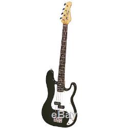 Bass Pack-Black Kay Electric Bass Guitar Medium Scale with SN1 Tuner & Pink Stand