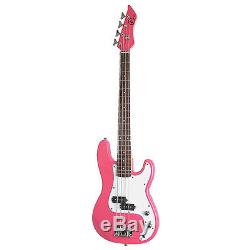 Bass Pack-Pink Kay Electric Bass Guitar Medium Scale with SN1 Tuner & Pink Stand