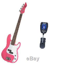 Bass Pack-Pink Kay Electric Bass Guitar Medium Scale withMeisel Com90 Tuner