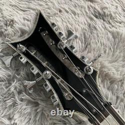 Black Electric Bass Guitar 8+4 Strings HH Pickups Chrome Hardware Basswood Body