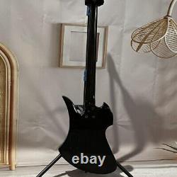 Black Gray Special-shaped Electric Bass Guitar 4 Strings HHHH Pickups Burl Top