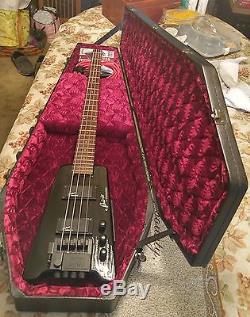 Black Steinberger 4 String Bass with DB Tuner and Coffin Case