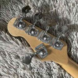 Blue Jazz Bass Guitar 5 String SS Pickups Fixed Bridge Black Inlay Open Tuner