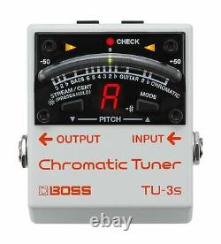 Boss Guitar Chorus Effects Pedal Switch Tuner Compact 21 Segment LED Meter White