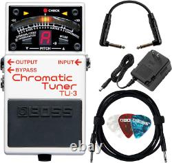 Boss TU-3 Chromatic Tuner Pedal Bundle with Power Supply, Instrument Cable, Patc
