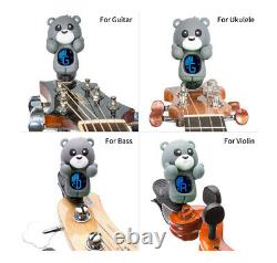 Clip-On Cartoon Tuner For Guitar, Bass, Ukulele, Violin, Chromatic Tuning Modes, LCD