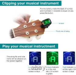 Clip on Guitar Tuner for All Instruments, Ukulele, Guitar, Bass, Mandolin, Violi