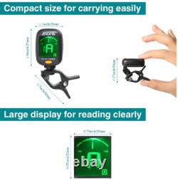 Clip on Guitar Tuner for All Instruments, Ukulele, Guitar, Bass, Mandolin, Violi